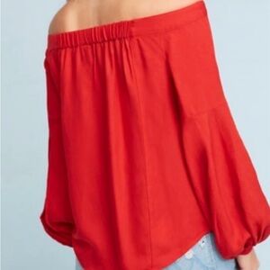 Anthropologie Floreat Poppy Bell Red Off-Shoulder Blouse | NWT